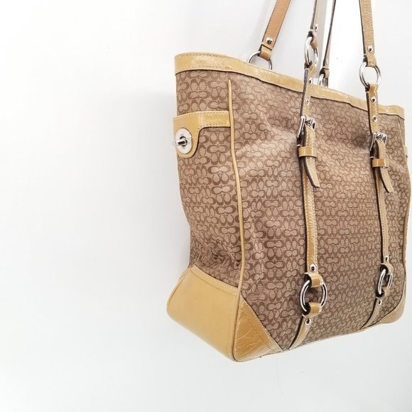 Coach Brown and Tan Jacquard Shoulder Bag - Picture 12 of 16